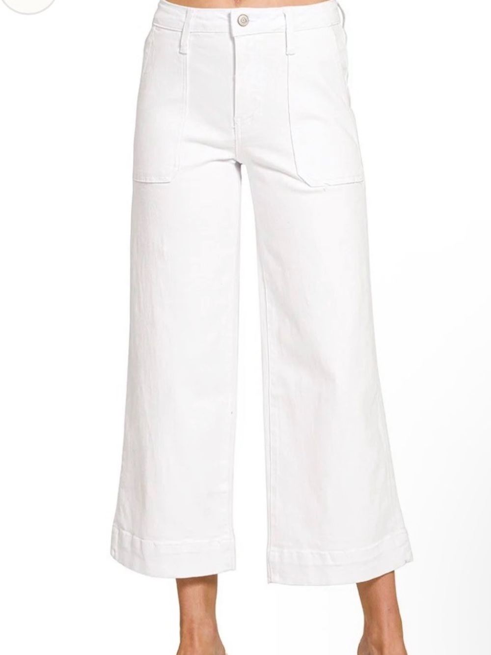 Zenana Women's White Wide-Leg Crop Jeans